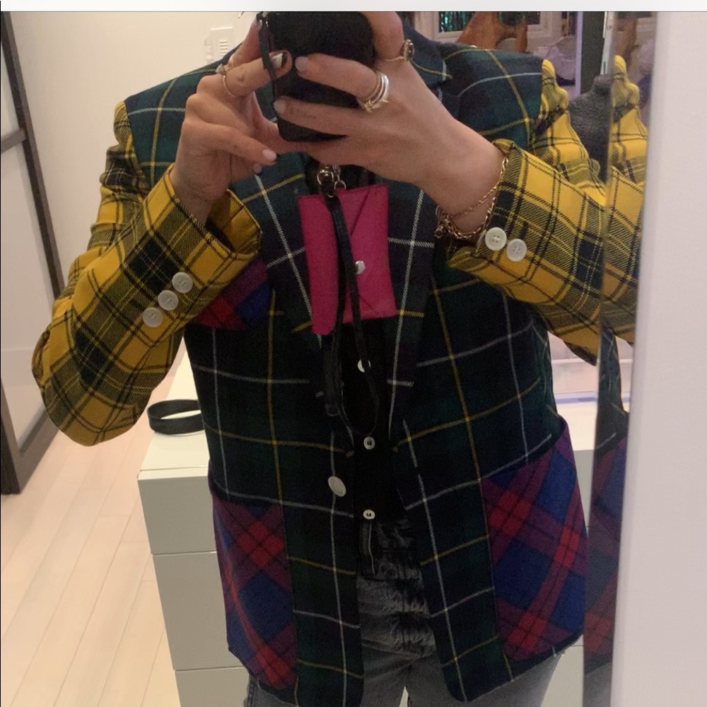 Versace runway plaid blazer 2021